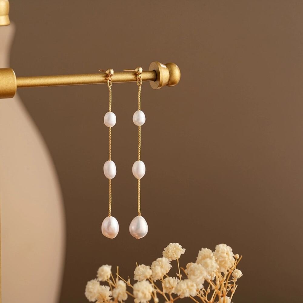 Bridal Diamond Freshwater Pearl Earrings